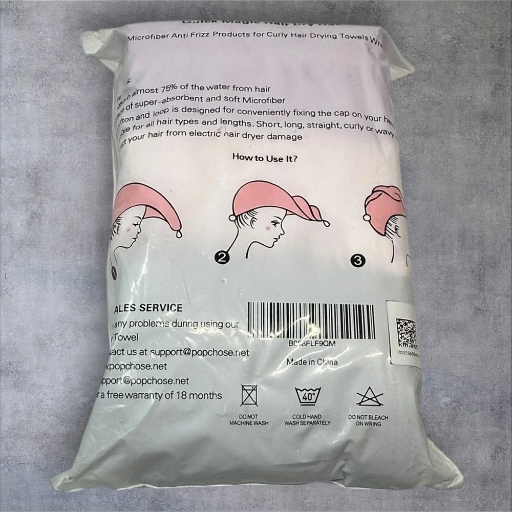 POPCHOSE Microfiber Hair Towel Wrap Ultra Absorbent Microfiber 3 Pack Quick-Dry‎